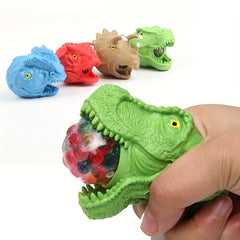 4 Pcs Dino Head Squeeze Ball TPR Rubber Toy Christmas Gift