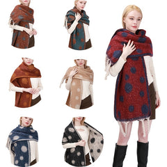 Boho Polka Dot Scarf Winter Warm Tassel Shawl