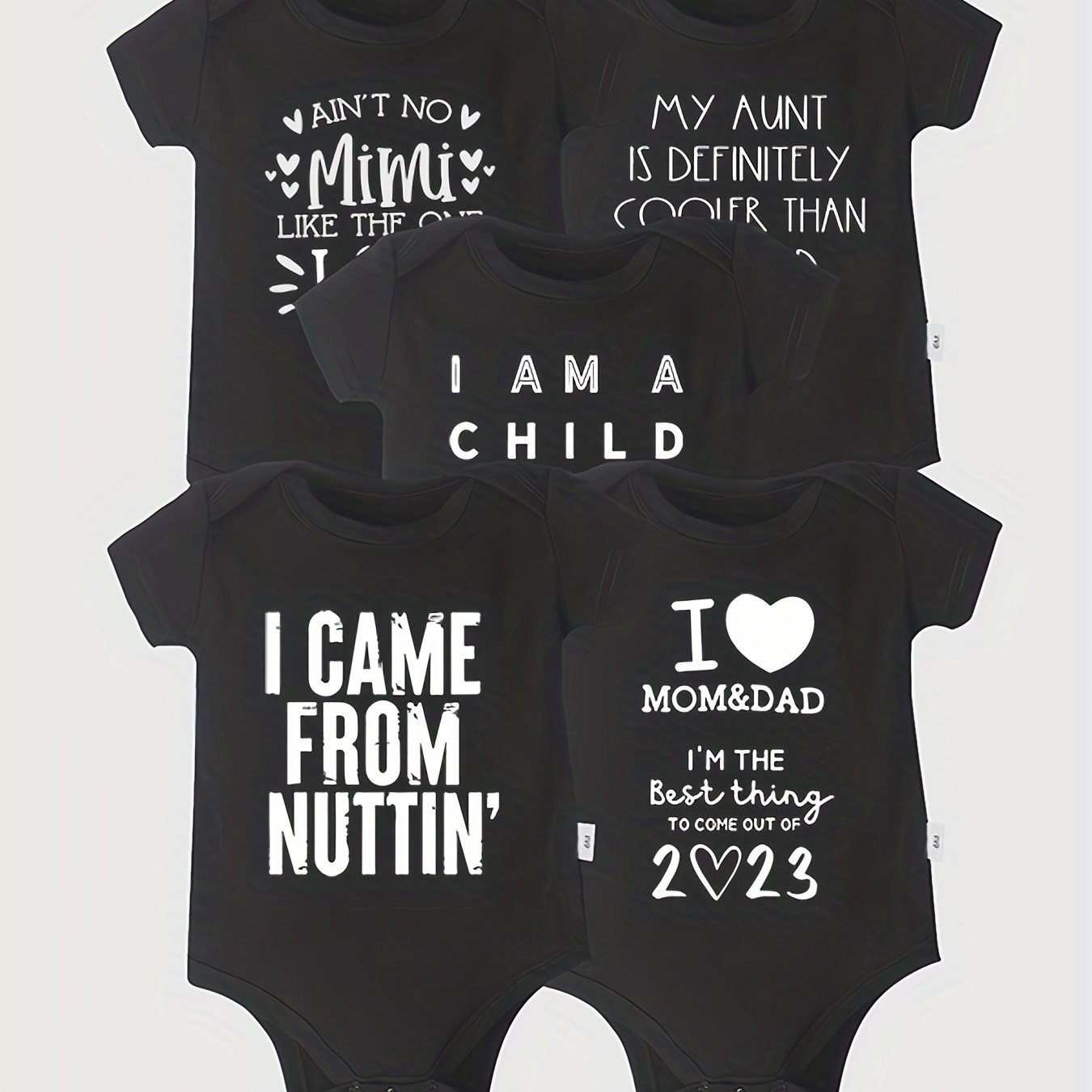 5pcs Baby Rompers LOVE MOM & DAD Newborn Short Sleeve Cotton Onesies