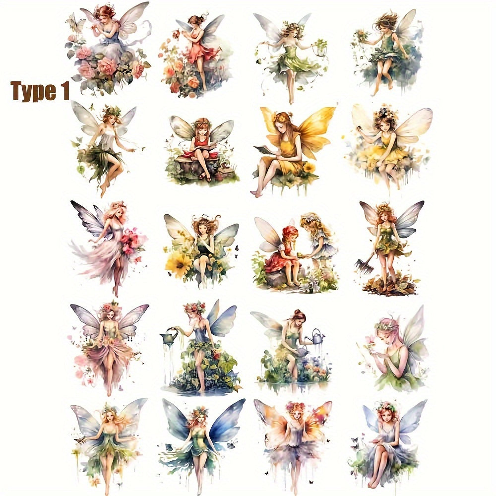 Retro Flower Fairy Elf Sticker Set for Scrapbooking
