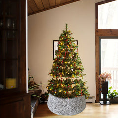 57-99cm Silvery Sequin Christmas Tree Skirt w/ Decoration & Glitter Velvet