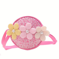 Flower Shoulder Bag Sequin Round Crossbody Coin Purse