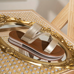 Solid Open Toe Flat Shoes For Girls Breathable Lightweight Slipper