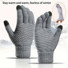 Knitted Winter Touch Screen Gloves Warm Full Finger Stretchy Men Women