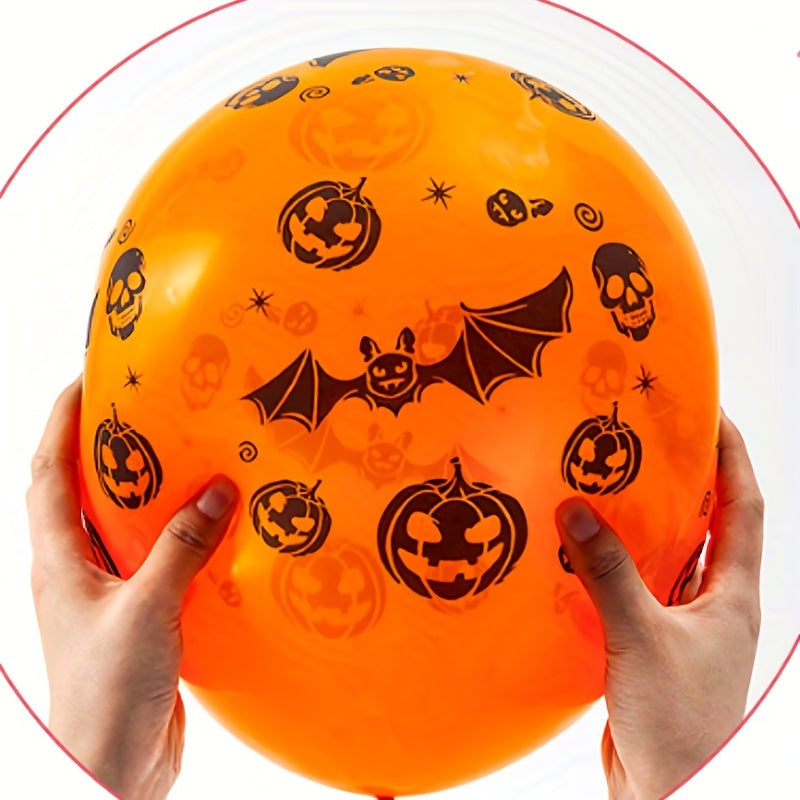 15pcs Halloween Pink Orange Latex Balloons with Ghost Bat for Party Favors