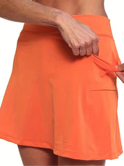 Slim Solid Skort Workout Casual Skort For Spring & Summer Women's Clothing