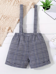 Baby Boys Plaid Suspender Shorts for Summer