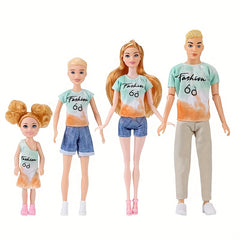 Happy Family 11.5 Inch Doll Toy Set Casual Outfit Husband Wife Daughter Son