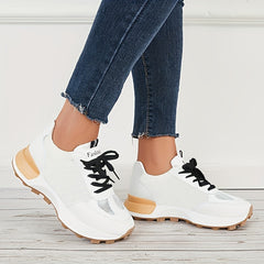 Women's Non Slip Mesh Chunky Sneakers Lace Up Breathable Casual Shoes