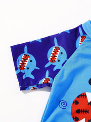 Boys Cartoon Shark Swimwear Set for Beach Vacation