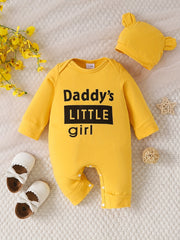 2pcs Newborn Baby Romper Long Sleeve Jumpsuit & Bear Ear Hat Set
