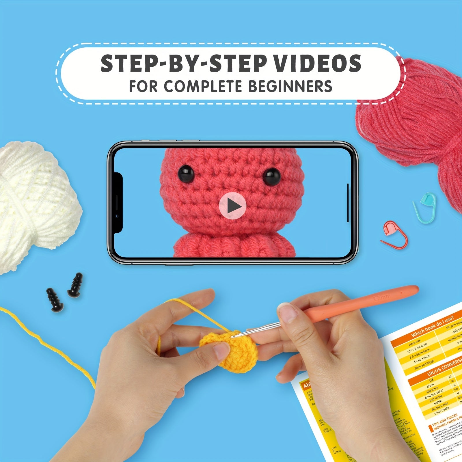 Crochet Kit with Step Guide for Easy Birthday Gifts