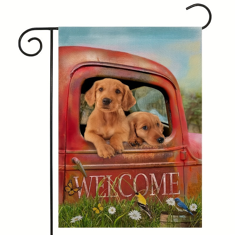 Welcome Spring Dog Garden Flag - Outdoor Decor
