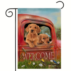 Welcome Spring Dog Garden Flag - Outdoor Decor