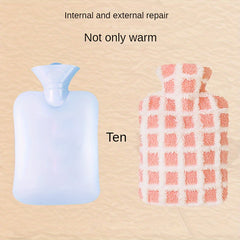 Plaid Cloth Cover Hot Water Bag Hand Warmer