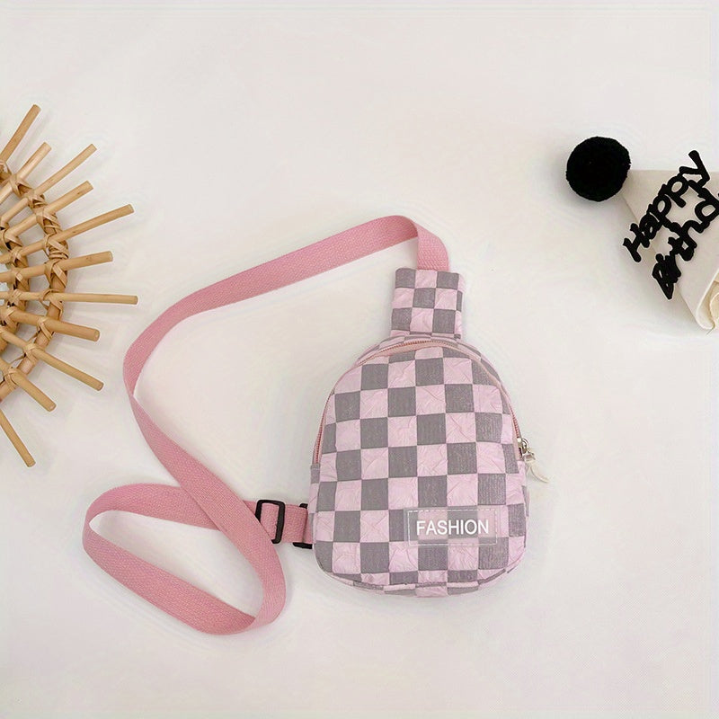 Kids Plaid Small Chest Bag for Girls