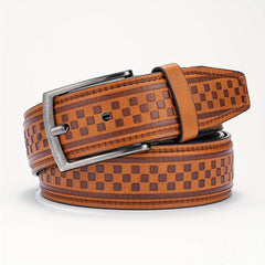 Alloy Pin Buckle PU Striped Belt for Men