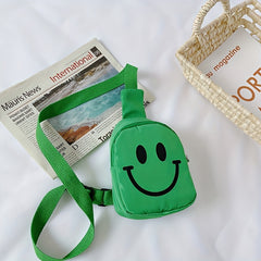 Happy Face Pattern Crossbody Bag Girls Large Capacity Chest Bag