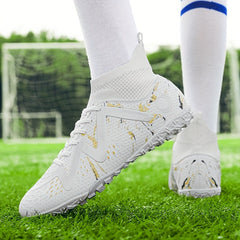 Boy's High Top Turf Football Boots Lace Up TF Soccer Cleats