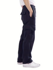 Men's Cargo Pants Drawstring Straight Leg Casual Overalls