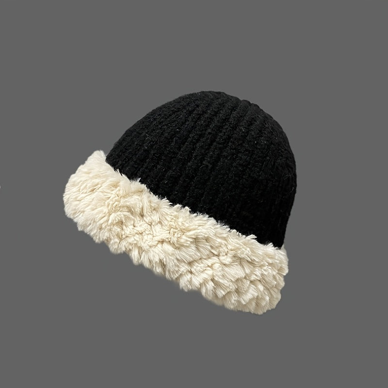 Vintage Plush Knitted Hat Men's Cold Proof Warm Hat