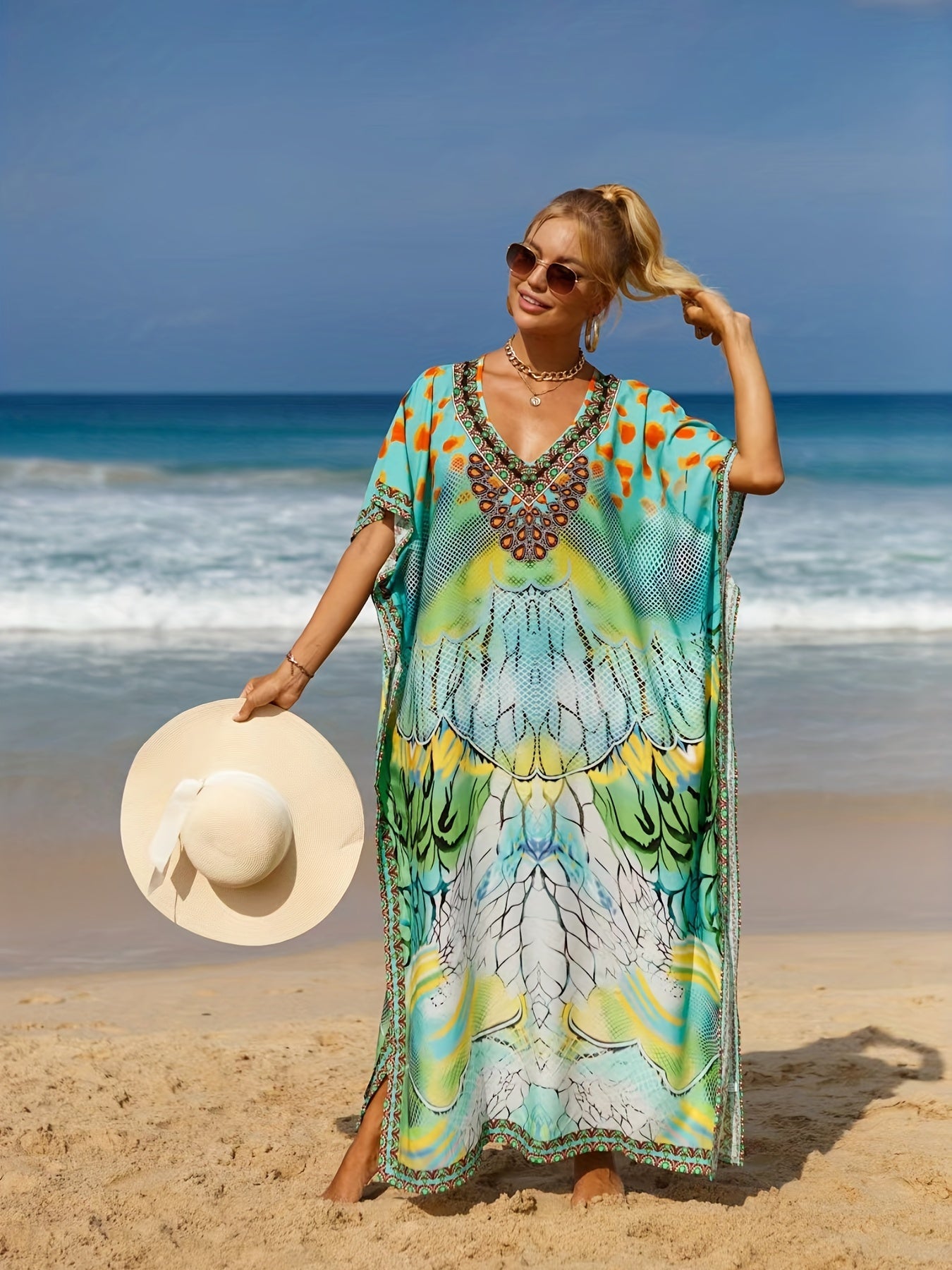 Animal Print V Neck Cover Up Dress