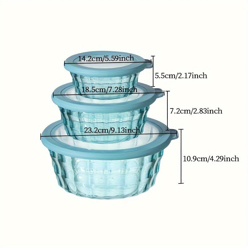 3pcs Round Colored Candy Jar Storage Box Fruit Salad Bowl
