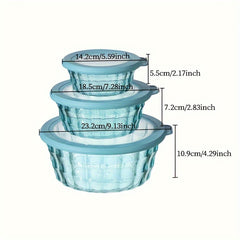 3pcs Round Colored Candy Jar Storage Box Fruit Salad Bowl