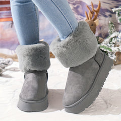Women's Plush Lined Thermal Snow Boots Non Slip Winter Warm Shoes