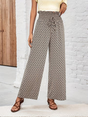 Wide Leg Pants Casual Shirred Waist Pants For Spring & Summer