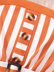 Girls Striped Print Cami Romper Shorts Jumpsuit for Vacation