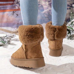 Women's Plush Lined Thermal Snow Boots Non Slip Winter Warm Shoes