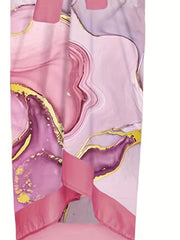 Pink Marble Print Tie Shoulder 2 Piece Swimsuit Set
