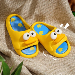 Girls Cartoon Duck Open Toe Slippers Non-Slip Lightweight Indoor Slippers