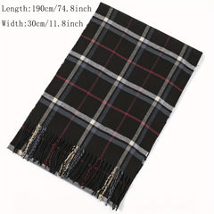 Plaid Tassel Scarf Windproof Shawl Outdoor Sunscreen Head Wrap