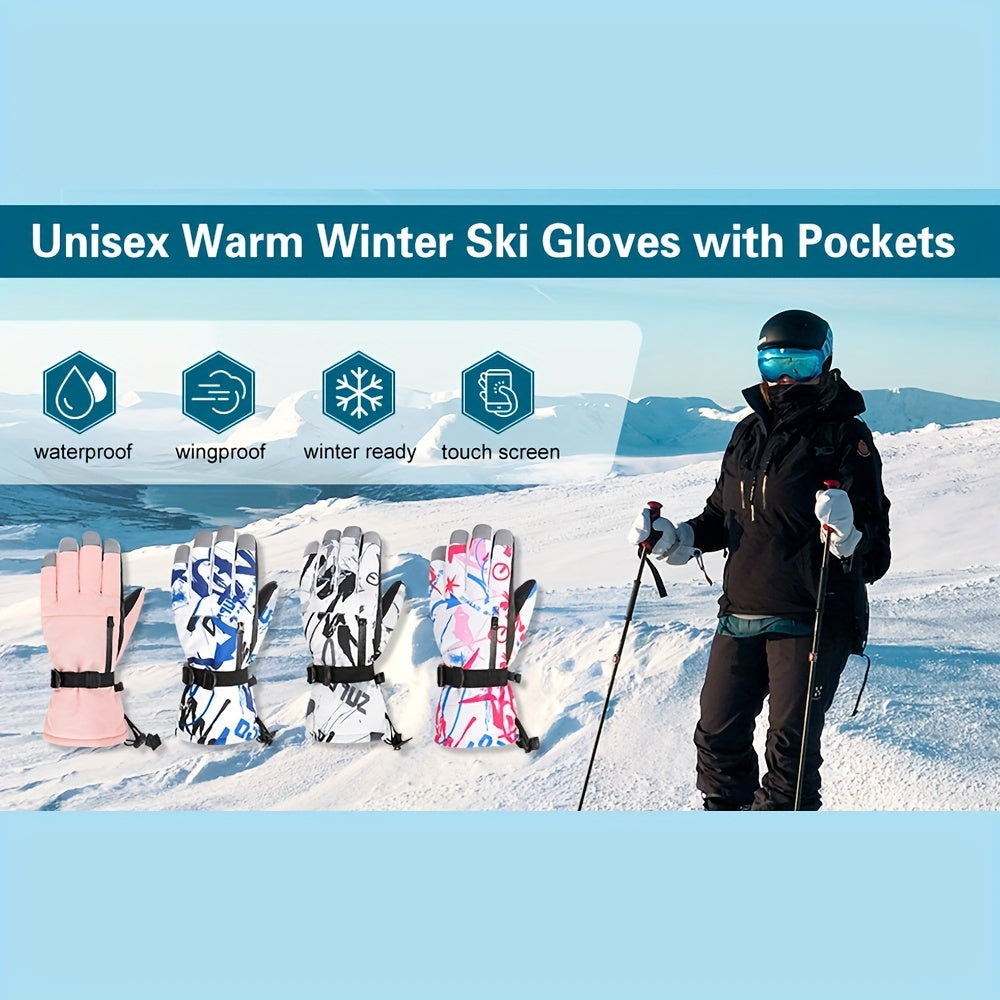 Waterproof Ski Snowboard Gloves Winter Warm Mittens Cold Weather Touchscreen