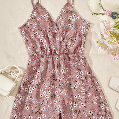 Floral V Neck Romper Cami Jumpsuit for Women