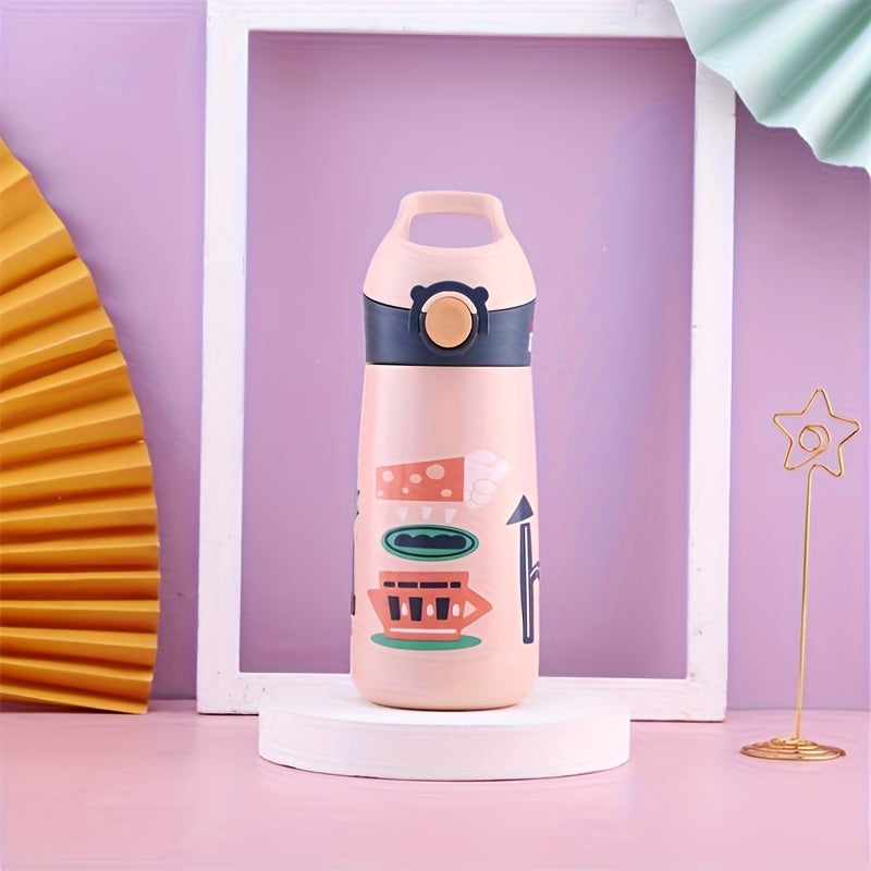 460ml Cartoon Printed Insulated Water Bottle Stainless Steel with Handle