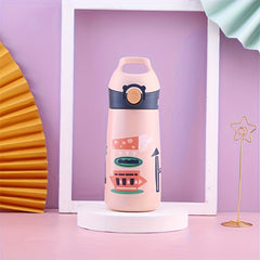 460ml Cartoon Printed Insulated Water Bottle Stainless Steel with Handle