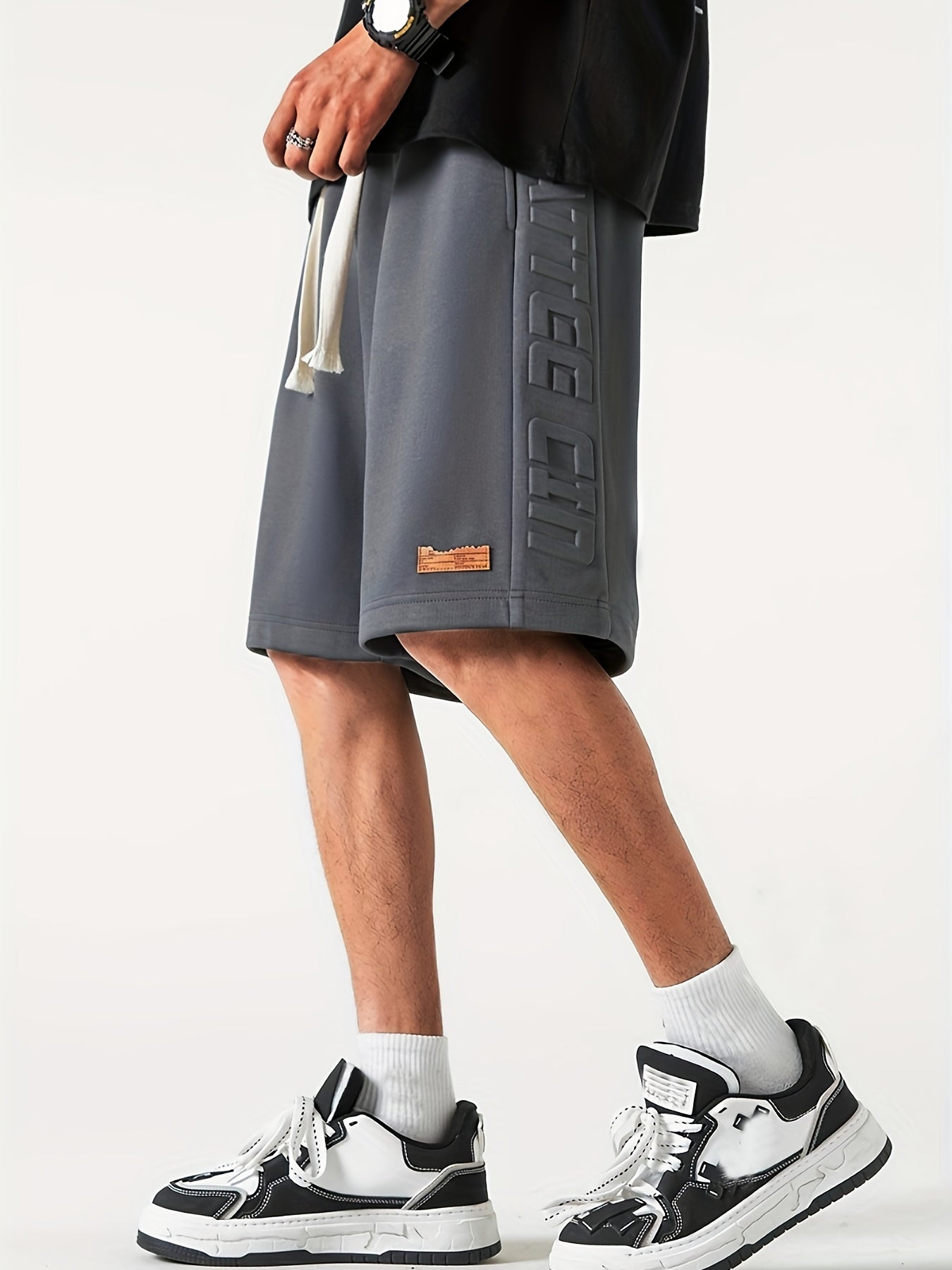 Quick Dry Letter Print Men's Comfy Shorts Elastic Waist Drawstring