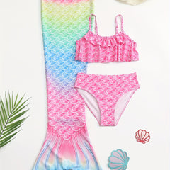 Toddler Girls Fish Scale Bikini Swimsuit Set Mermaid Tail Costume
