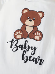 Baby Boy's Bear Graphic Sweatshirt & Romper & Trousers Set