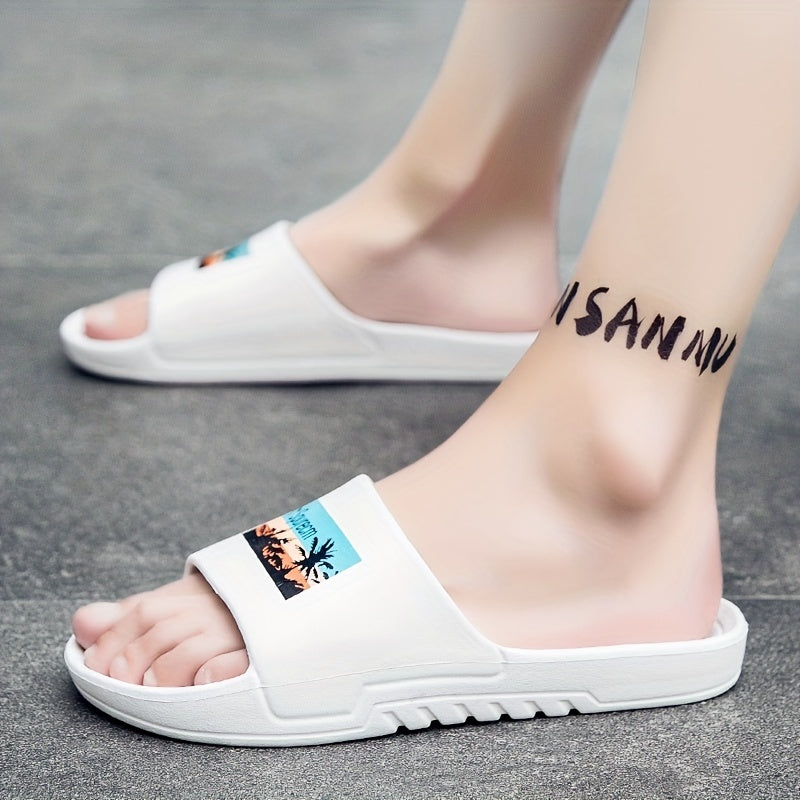 Men's Non Slip Pillow Slides Open Toe Slippers for Indoor Outdoor Beach Shower