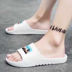 Men's Non Slip Pillow Slides Open Toe Slippers for Indoor Outdoor Beach Shower