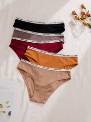 5 Pcs Letter Print Bikini Panties Women's Lingerie & Underwear