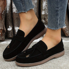 Women's Flat Suede Slip On Outdoor Shoes Solid Pendant