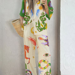 Casual Print Shirt & Pants Set