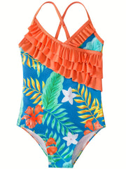 Cute Ruffle One Piece Swimsuit for Girls