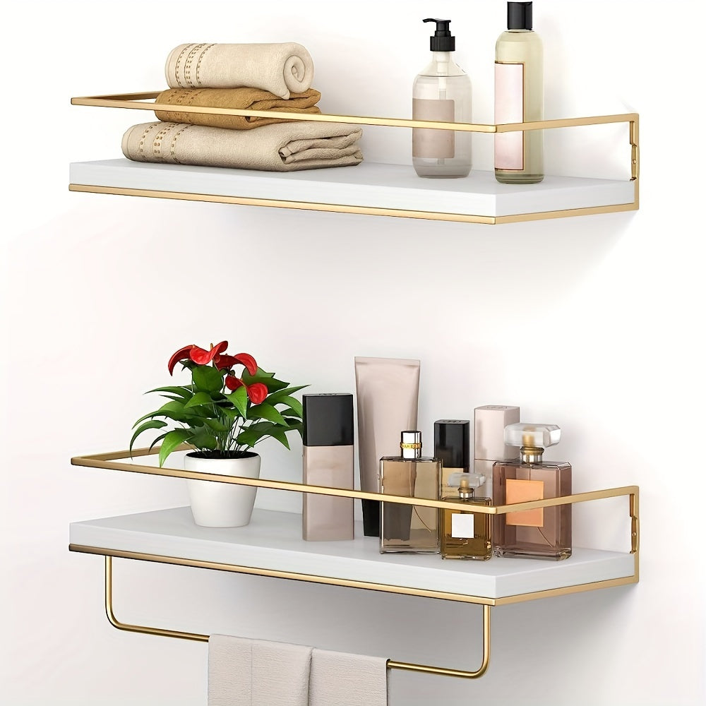 Golden Double Layer Storage Rack Wall Mounted Hook Rack