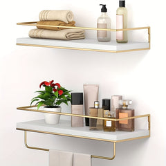 Golden Double Layer Storage Rack Wall Mounted Hook Rack